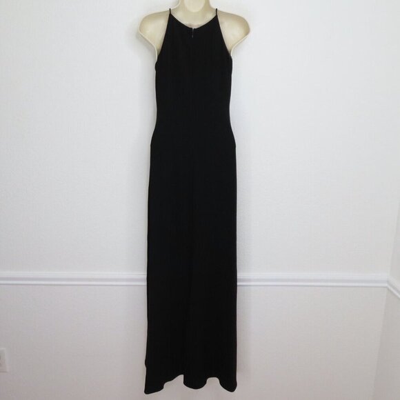 Tahari Womens 2 Zipper Keyhole Front Solid Black Sleeveless Sheath Dress Gown - Picture 5 of 10